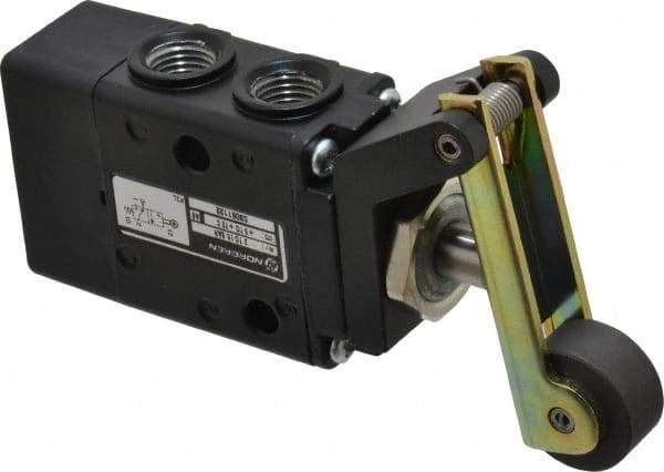 Norgren - 0.98 CV Rate, 1/4" NPT Inlet 3/2 Super Mechanical Valve - 1/4" NPT Inlet, Packed Spool Valve, Roller Lever Actuator - Exact Tool & Supply