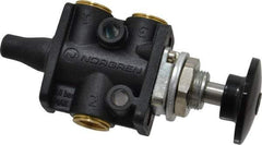 Norgren - 1/8" NPT Packed Spool Valve - Spring Activation, Button, Palm Black & 0.34 CV Rate - Exact Tool & Supply