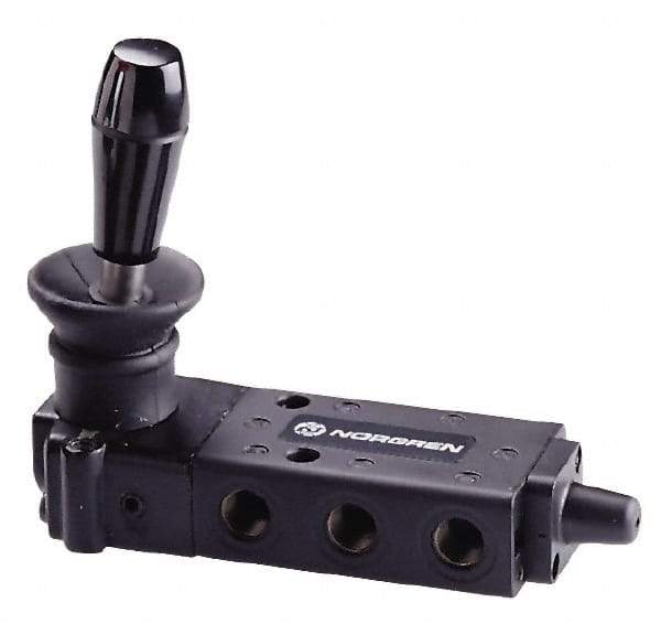 Norgren - 1/8" NPT Packed Spool Valve - Lever Type, Spring Activation & 0.34 CV Rate - Exact Tool & Supply
