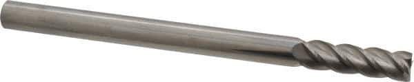 Accupro - 7/16", 1-1/2" LOC, 7/16" Shank Diam, 6" OAL, 4 Flute, Solid Carbide Square End Mill - Single End, Uncoated, Spiral Flute, 40° Helix, Centercutting, Right Hand Cut, Right Hand Flute - Exact Tool & Supply