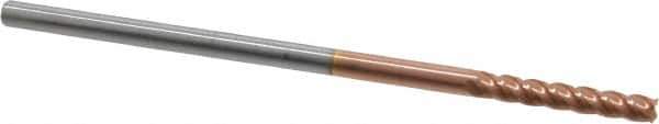 Accupro - 1/8", 3/4" LOC, 1/8" Shank Diam, 3" OAL, 4 Flute, Solid Carbide Square End Mill - Single End, TiCN Finish, Spiral Flute, 40° Helix, Centercutting, Right Hand Cut, Right Hand Flute - Exact Tool & Supply