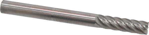 Accupro - 3/16", 5/8" LOC, 3/16" Shank Diam, 2" OAL, 6 Flute, Solid Carbide Square End Mill - Single End, Uncoated, Spiral Flute, 40° Helix, Centercutting, Right Hand Cut, Right Hand Flute - Exact Tool & Supply