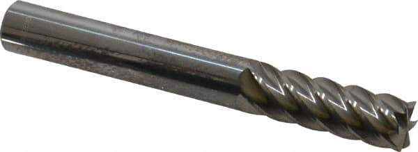 Accupro - 5/16", 7/8" LOC, 5/16" Shank Diam, 2-1/2" OAL, 6 Flute, Solid Carbide Square End Mill - Single End, Uncoated, Spiral Flute, 40° Helix, Centercutting, Right Hand Cut, Right Hand Flute - Exact Tool & Supply