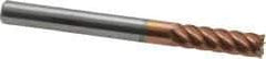 Accupro - 3/16", 5/8" LOC, 3/16" Shank Diam, 2" OAL, 6 Flute, Solid Carbide Square End Mill - Single End, TiCN Finish, Spiral Flute, 40° Helix, Centercutting, Right Hand Cut, Right Hand Flute - Exact Tool & Supply