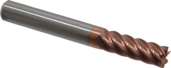 Accupro - 5/16", 7/8" LOC, 5/16" Shank Diam, 2-1/2" OAL, 6 Flute, Solid Carbide Square End Mill - Single End, TiCN Finish, Spiral Flute, 40° Helix, Centercutting, Right Hand Cut, Right Hand Flute - Exact Tool & Supply