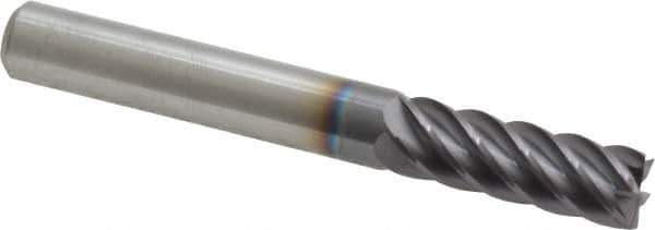 Accupro - 5/16", 7/8" LOC, 5/16" Shank Diam, 2-1/2" OAL, 6 Flute, Solid Carbide Square End Mill - Single End, AlTiN Finish, Spiral Flute, 40° Helix, Centercutting, Right Hand Cut, Right Hand Flute - Exact Tool & Supply