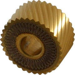 Dorian Tool - 3/4" Diam, 90° Tooth Angle, 14 TPI, Standard (Shape), Form Type High Speed Steel Left-Hand Diagonal Knurl Wheel - 3/8" Face Width, 1/4" Hole, Circular Pitch, 30° Helix, Bright Finish, Series A - Exact Tool & Supply