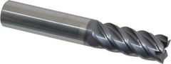 SGS - 1/2", 1-1/4" LOC, 1/2" Shank Diam, 3" OAL, 5 Flute, Solid Carbide Square End Mill - Single End, AlTiN Finish, Spiral Flute, 45° Helix, Right Hand Cut, Right Hand Flute, Series 55 - Exact Tool & Supply