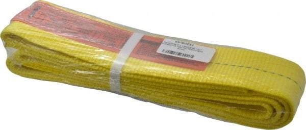 Lift-All - 4' Long x 3" Wide, 8,600 Lb Vertical Capacity, 1 Ply, Polyester Web Sling - 6,900 Lb Choker Capacity, Yellow - Exact Tool & Supply
