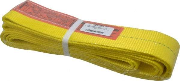 Lift-All - 6' Long x 3" Wide, 8,600 Lb Vertical Capacity, 1 Ply, Polyester Web Sling - 6,900 Lb Choker Capacity, Yellow - Exact Tool & Supply