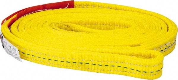 Lift-All - 6' Long x 1" Wide, 6,200 Lb Vertical Capacity, 2 Ply, Polyester Web Sling - 4,900 Lb Choker Capacity, Yellow - Exact Tool & Supply