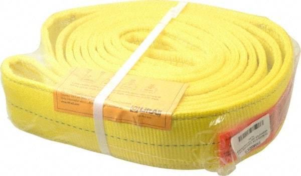 Lift-All - 10' Long x 3" Wide, 16,300 Lb Vertical Capacity, 2 Ply, Polyester Web Sling - 13,000 Lb Choker Capacity, Yellow - Exact Tool & Supply