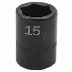 SK - Impact Socket - 3/8"DR 15MM IMPACT SOCKET - Exact Tool & Supply