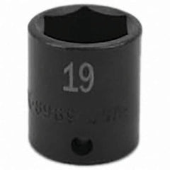 SK - Impact Socket - 3/8"DR 19MM IMPACT SOCKET - Exact Tool & Supply