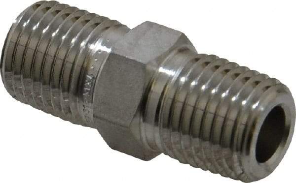 Ham-Let - 1/4" Grade 316 Stainless Steel Pipe Hex Nipple - MNPT End Connections, 7,500 psi - Exact Tool & Supply