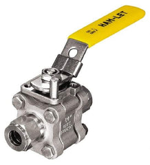 Ham-Let - 1" Pipe, Standard Port, Stainless Steel Swing-Out Ball Valve - 1 Piece, Inline - One Way Flow, Tube O.D. x Tube O.D. Ends, Locking Lever with Plate Handle, 2,000 WOG - Exact Tool & Supply