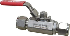 Ham-Let - 1/2" Pipe, Compression x Compression End Connections, Stainless Steel, Inline, Two Way Flow, Instrumentation Ball Valve - 2,000 psi WOG Rating, Locking Lever Handle, Reinforced PTFE Seal, Reinforced PTFE Seat - Exact Tool & Supply