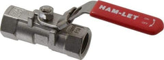 Ham-Let - 3/8" Pipe, FBSPP x FBSPP End Connections, Stainless Steel, Inline, Two Way Flow, Instrumentation Ball Valve - 2,000 psi WOG Rating, Locking Lever Handle, Reinforced PTFE Seal, Reinforced PTFE Seat - Exact Tool & Supply