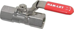 Ham-Let - 1/2" Pipe, FNPT x FNPT End Connections, Stainless Steel, Inline, Two Way Flow, Instrumentation Ball Valve - 2,000 psi WOG Rating, Locking Lever Handle, Reinforced PTFE Seal, Reinforced PTFE Seat - Exact Tool & Supply