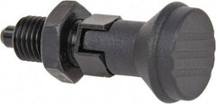 Gibraltar - M12x1.5, 17mm Thread Length, 6mm Plunger Diam, Lockout Knob Handle Indexing Plunger - Plunger Style D, 20mm Body Length, 56mm OAL, Steel - Exact Tool & Supply