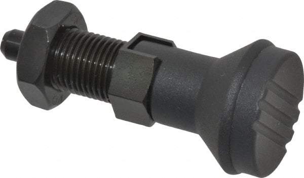 Gibraltar - M16x1.5, 23mm Thread Length, 8mm Plunger Diam, Lockout Knob Handle Indexing Plunger - Plunger Style D, 26mm Body Length, 74mm OAL, Steel - Exact Tool & Supply