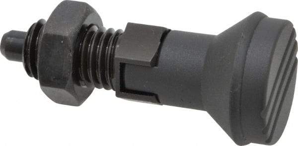 Gibraltar - 5/8-11, 23mm Thread Length, 8mm Plunger Diam, Lockout Knob Handle Indexing Plunger - Plunger Style D, 26mm Body Length, 74mm OAL, Steel - Exact Tool & Supply