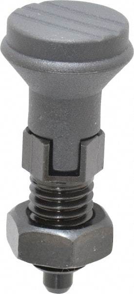 Gibraltar - 1/2-13, 17mm Thread Length, 6mm Plunger Diam, Lockout Knob Handle Indexing Plunger - Plunger Style D, 20mm Body Length, 56mm OAL, Steel - Exact Tool & Supply