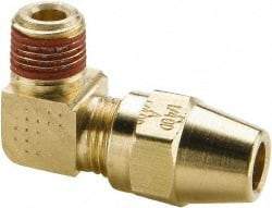 Parker - 3/4" OD, Brass Male Elbow - 400 Max Working psi, -65 to 250°F, Comp x Male NPTF Ends - Exact Tool & Supply