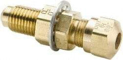 Parker - 1/2" OD, Brass Bulkhead Union - 150 Max Working psi, -40 to 200°F, Comp x Comp Ends - Exact Tool & Supply