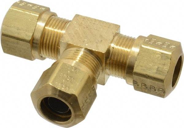 Parker - 1/2" OD, Brass Union Tee - 150 Max Working psi, -40 to 200°F, Comp x Comp x Comp Ends - Exact Tool & Supply