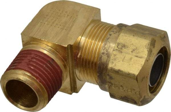 Parker - 3/4" OD, Brass Male Elbow - 150 Max Working psi, -40 to 200°F, Comp x MNPT Ends - Exact Tool & Supply