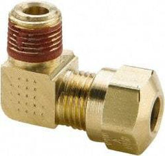 Parker - 3/8" OD, Brass Male Elbow - 150 Max Working psi, -40 to 200°F, Comp x MNPT Ends - Exact Tool & Supply