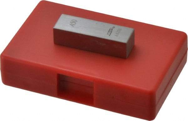 SPI - 0.45" Rectangular Steel Gage Block - Accuracy Grade AS-1, Includes NIST Traceability Certification - Exact Tool & Supply