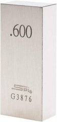 SPI - 0.6" Rectangular Steel Gage Block - Accuracy Grade AS-1, Includes NIST Traceability Certification - Exact Tool & Supply