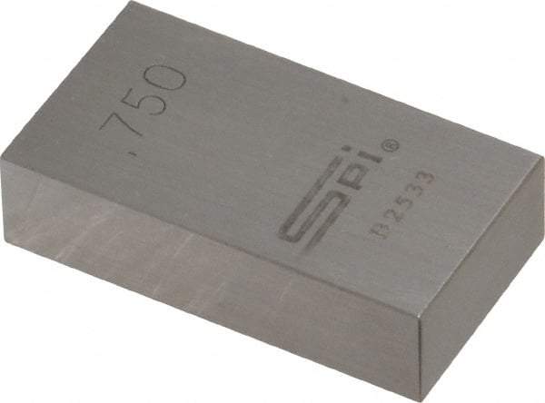 SPI - 0.75" Rectangular Steel Gage Block - Accuracy Grade AS-1, Includes NIST Traceability Certification - Exact Tool & Supply
