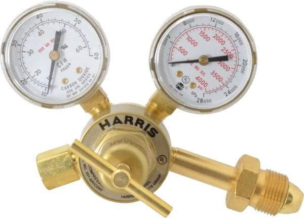 Harris Products - 580 CGA Inlet Connection, Male Fitting, 60 Max psi, Argon Welding Regulator - 5/8-18 Thread, Right Hand Rotation - Exact Tool & Supply