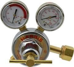 Harris Products - 300 CGA Inlet Connection, Male Fitting, 15 Max psi, Acetylene Welding Regulator - 9/16-18 Thread, Left Hand Rotation - Exact Tool & Supply
