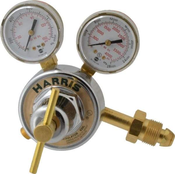 Harris Products - 580 CGA Inlet Connection, Male Fitting, 100 Max psi, Argon, Nitrogen & Helium Welding Regulator - 9/16-18 Thread, Right Hand Rotation - Exact Tool & Supply