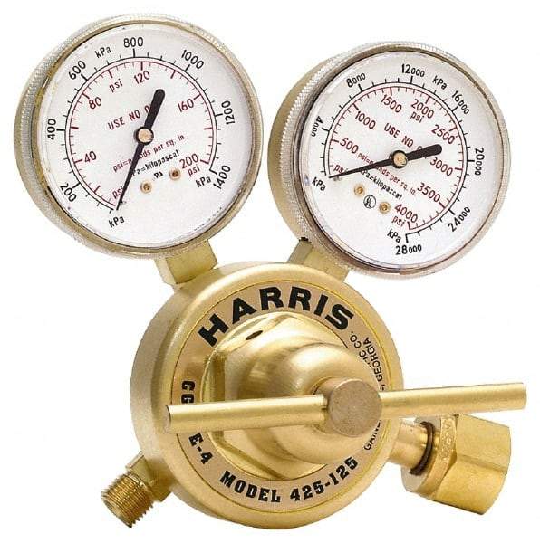 Harris Products - 540 CGA Inlet Connection, Male Fitting, 125 Max psi, Oxygen Welding Regulator - 9/16-18 Thread, Right Hand Rotation - Exact Tool & Supply