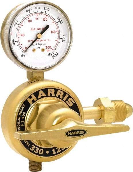 Harris Products - 580 CGA Inlet Connection, Male Fitting, 125 Max psi, Argon & Nitrogen Welding Regulator - 9/16-18 Thread, Right Hand Rotation - Exact Tool & Supply