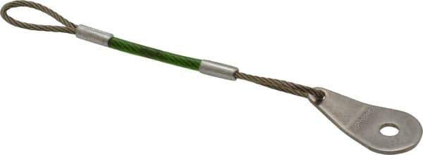 Jergens - 4" Long, Stainless Steel Cable Loop & Tab with Hole End, Quick Release Pin Lanyard - 1/16" Cable Diam, 13/64" Hole Diam, Nylon Cable - Exact Tool & Supply