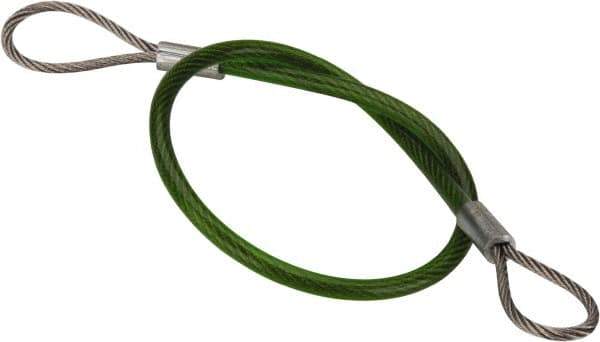 Jergens - 10" Long, Stainless Steel Cable Loop & Loop End, Quick Release Pin Lanyard - 1/16" Cable Diam, Nylon Cable - Exact Tool & Supply