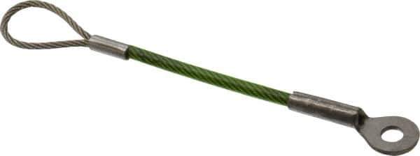 Jergens - 4" Long, Stainless Steel Cable Loop & Eye End, Quick Release Pin Lanyard - 1/16" Cable Diam, 3/16" Hole Diam, Nylon Cable - Exact Tool & Supply