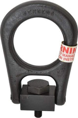 Jergens - 2,500 Lb Load Capacity Forged Center Pull Hoist Ring - 37 Ft/Lb Torque, M12 x 1.75 Thread, Alloy Steel - Exact Tool & Supply