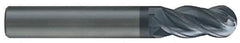 SGS - 15/32" Diam, 1" LOC, 4 Flute Solid Carbide Ball End Mill - AlTiN Finish, Single End, 3" OAL, 1/2" Shank Diam, Spiral Flute - Exact Tool & Supply