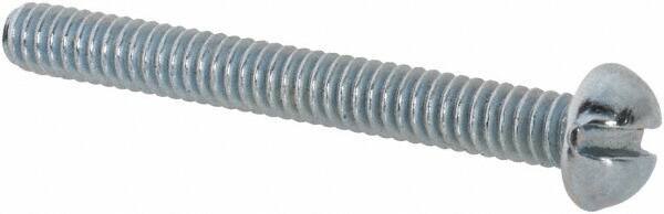 Value Collection - #3-48 UNC, 7/8" Length Under Head Slotted Drive Machine Screw - Round Head, Alloy Steel, Zinc-Plated Finish, Without Washer - Exact Tool & Supply