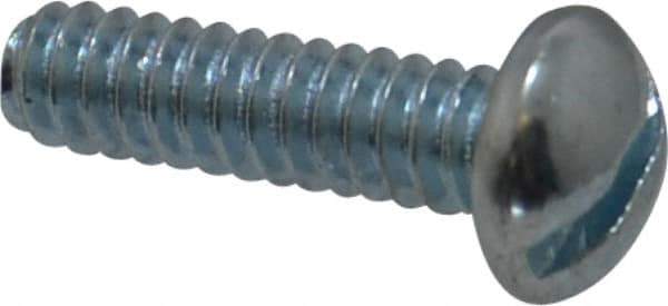Value Collection - #6-32 UNC, 1/2" Length Under Head Slotted Drive Machine Screw - Round Head, Grade J82 Steel, Zinc-Plated Finish, Without Washer - Exact Tool & Supply