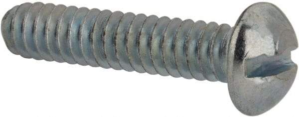 Value Collection - #10-24 UNC, 7/8" Length Under Head Slotted Drive Machine Screw - Round Head, Alloy Steel, Zinc-Plated Finish, Without Washer - Exact Tool & Supply
