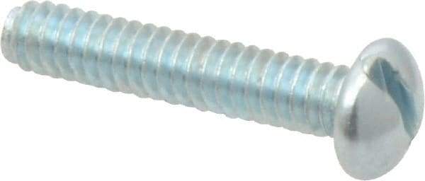 Value Collection - #10-24 UNC, 1" Length Under Head Slotted Drive Machine Screw - Round Head, Alloy Steel, Zinc-Plated Finish, Without Washer - Exact Tool & Supply