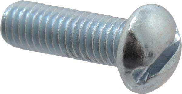 Value Collection - #10-32 UNF, 5/8" Length Under Head Slotted Drive Machine Screw - Round Head, Alloy Steel, Zinc-Plated Finish, Without Washer - Exact Tool & Supply